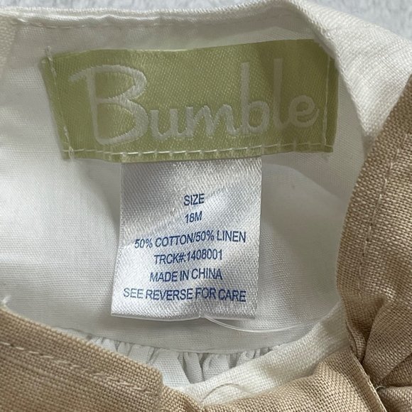 Bumble Girl's Linen Blend Front Bow Accent Sleeveless Floor Length Dress 18M NEW - Picture 5 of 13